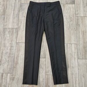 Burberry Uniform Wool Mohair Tuxedo Trousers Women Size 8 Satin Stripe Pants NEW